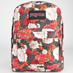Jansport floral gray and coral backpack